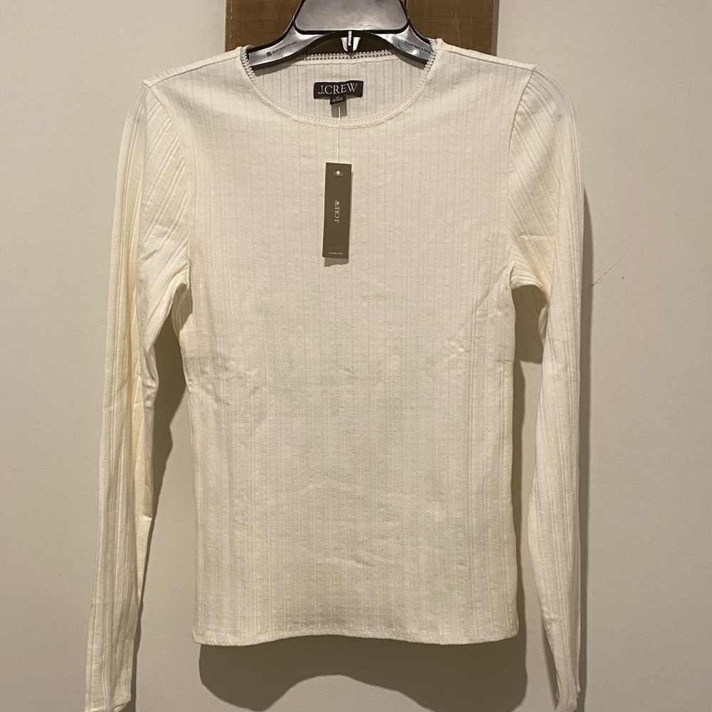 J. Crew White Textured Knit Top
